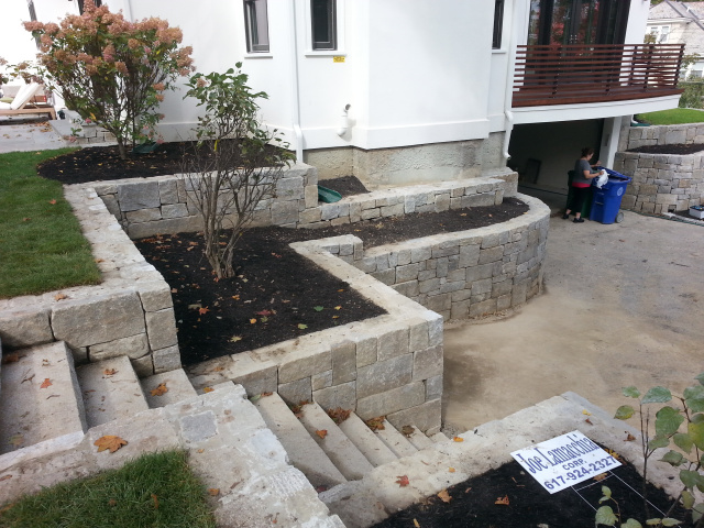 Granite wall and steps